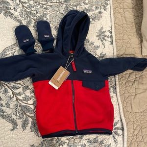 NWT 3-6m Baby Micro D Snap-T Jacket red/navy with pockets and matching gloves